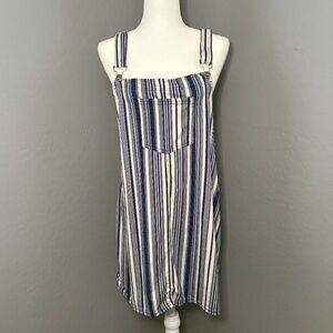 Eye Candy Overall Dress Cream Blue Stripes‎ Size XL
